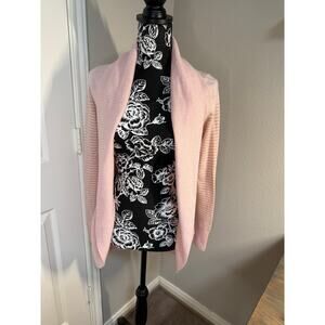 Juicy Couture Pink and Gold Stripe Open Front Cashmere Sweater